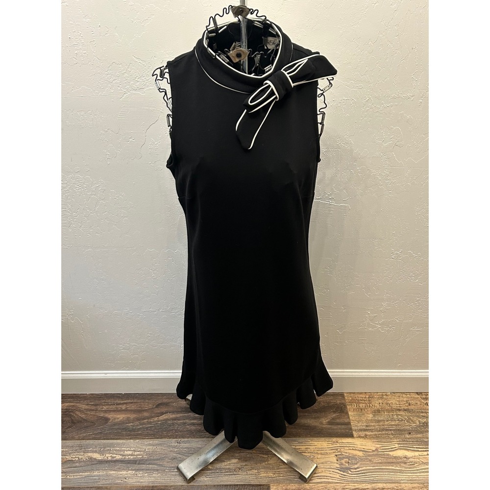 Eliza J Womens Black Sleeveless Side Bow Ruffle Hem Shift Dress Size 4